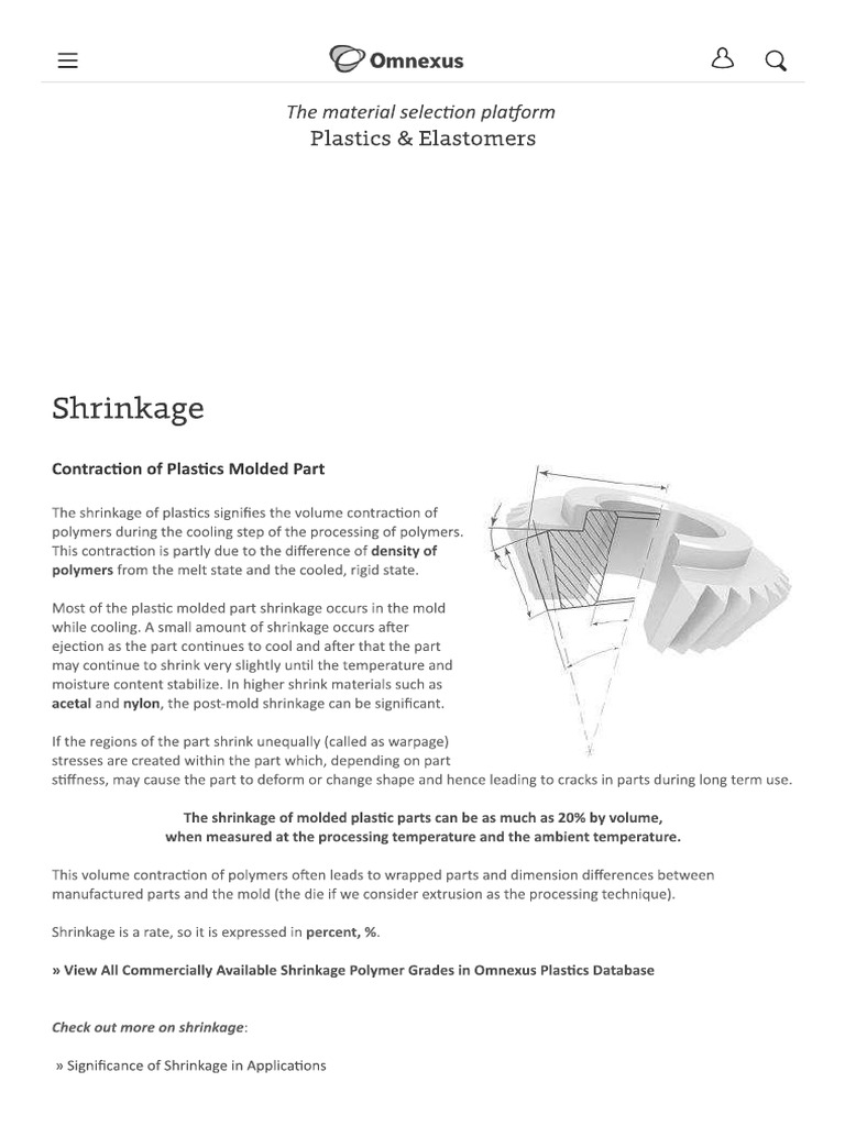 Shrinkage Value of Plastics Material & Injection Molding Chart PDF