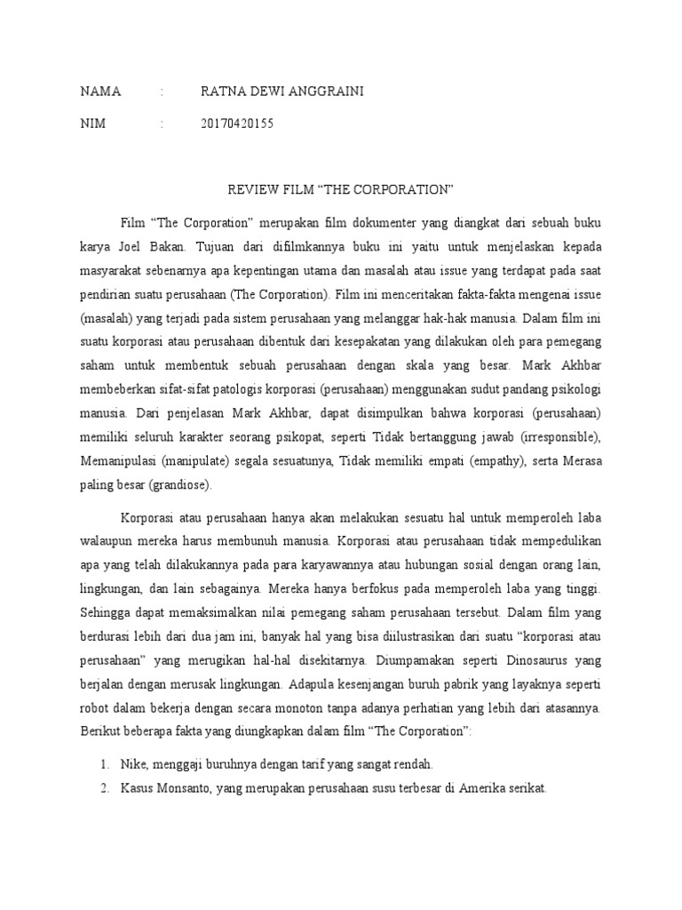 Review Film The Corporation | PDF