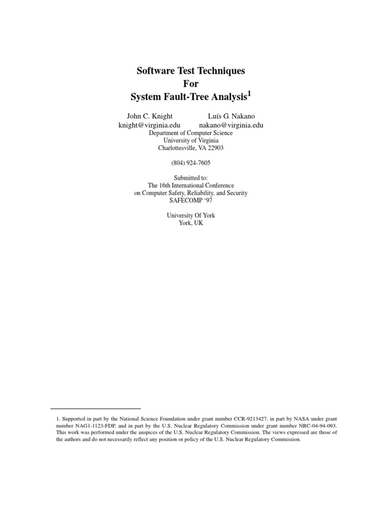 Software Test Techniques For System Fault-Tree Analysis | PDF ...
