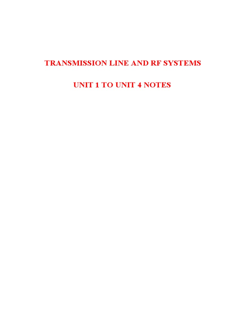 Transmission Lines and RF Systems Overview | PDF | Transmission Line ...