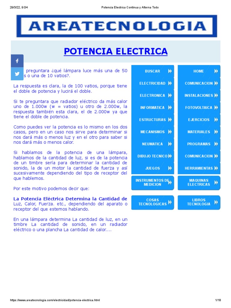 Potencia Electrica Continua y Alterna Todo Diferencia de AC y DC | PDF ...