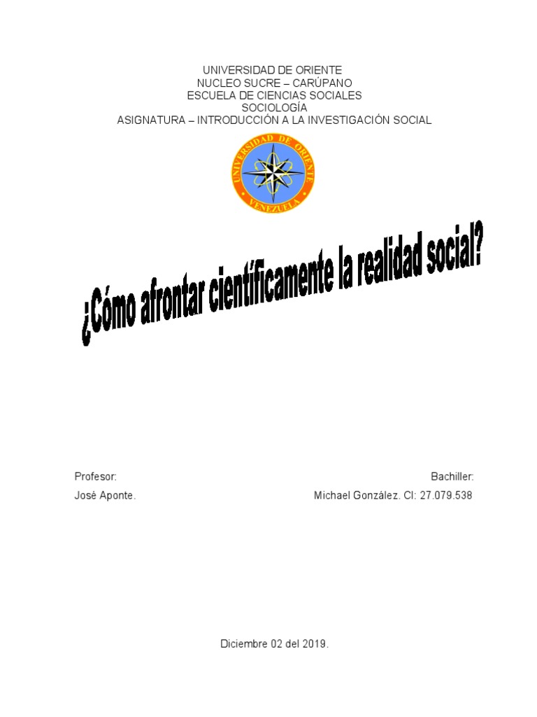 Cómo Afrontar Científicamente La Realidad Social | PDF | Conocimiento ...