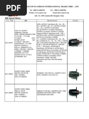 Idle Speed Motor: Shanghai Young Strong International Trade