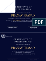 Certificate of Appreciation: Pranav Prasad