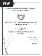 Master of Business Administration 2020-2022: Financial Analysis of Infosys Ltd. For THE YEAR 2016-20