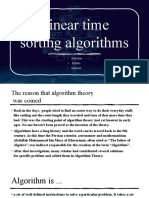 Linear Time Sorting Algorithms: - Selection - Bubble - Insertion