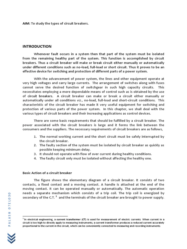 2. Types of Circuit Breakers | Electric Arc | Materials