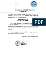 Certificado de Representate Comercial