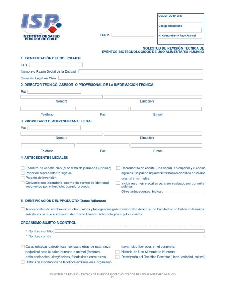 Formulario ISP | PDF | Organismo genéticamente modificado | Gene