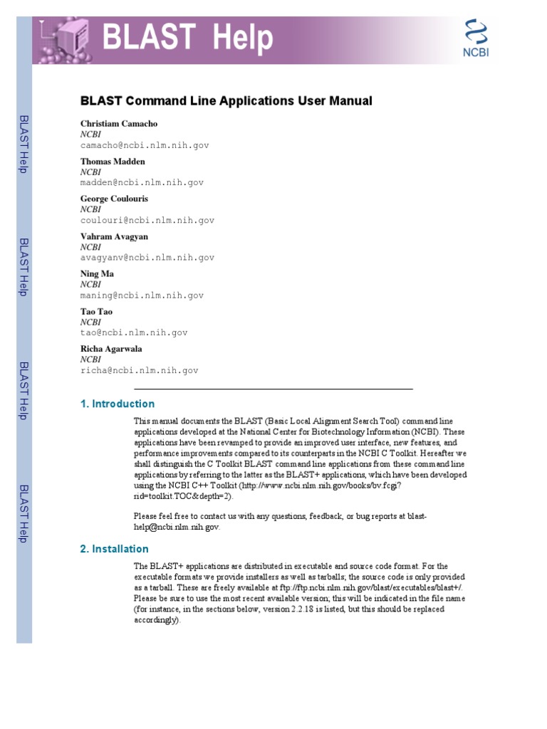 BLAST+ Command Line User Manual | PDF | Blast | Sequence Alignment