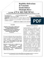 Gaceta Municipal de Tasa por Autorización, Licencias, Permisos - Ciudad Bolivar