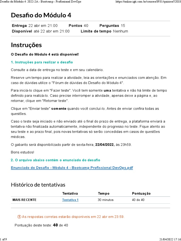 Desafio Do Módulo 4 | PDF | Tempo | Comentários