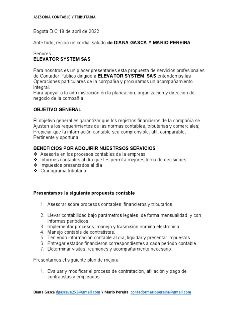 Propuesta Contable | PDF | Contabilidad | Contador
