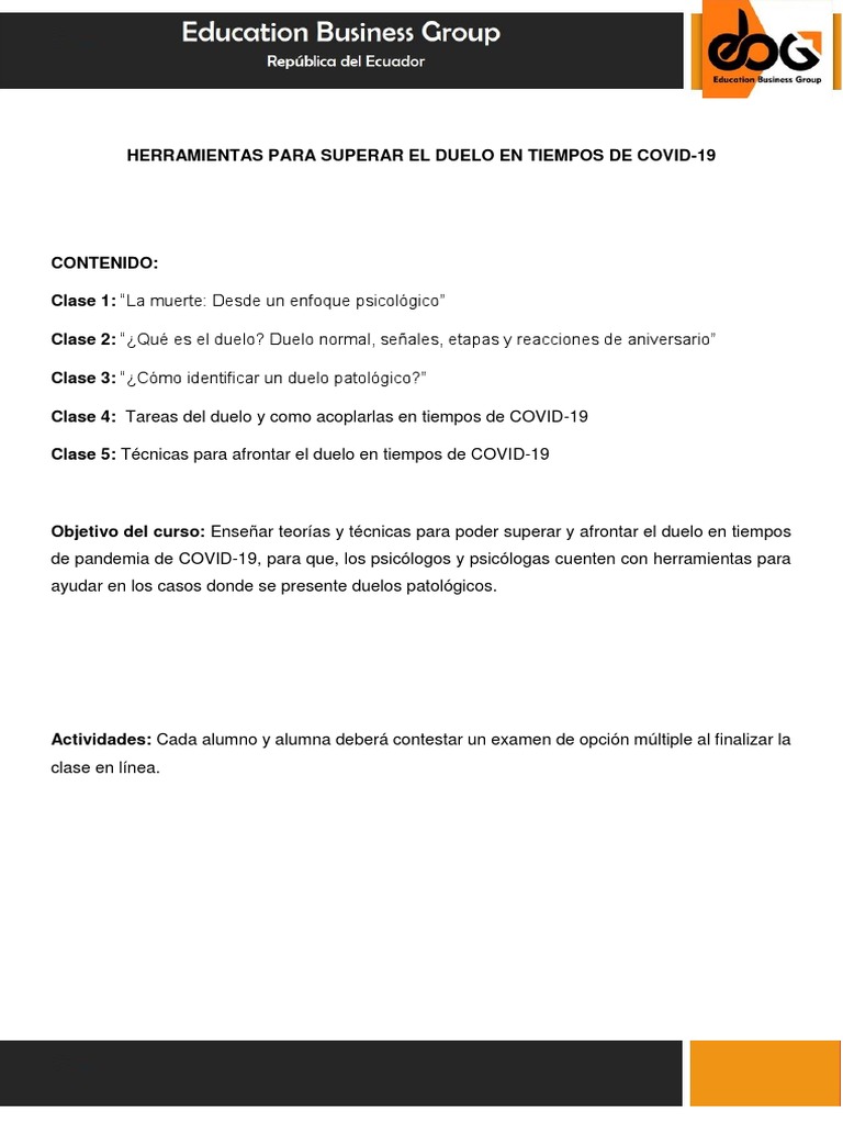 Herramientas para el duelo en COVID-19 | PDF | Dolor | Las emociones