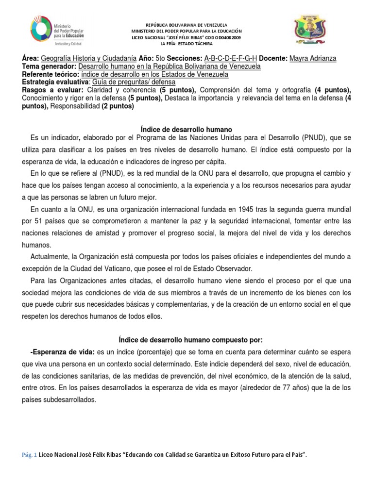 Índice de Desarrollo Humano en Los Estados de Venezuela. III Momento