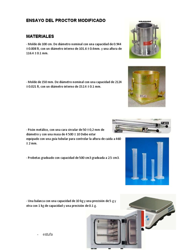 Ensayo Del Proctor Modificado Materiales | PDF | Cocina, comidas y vino ...