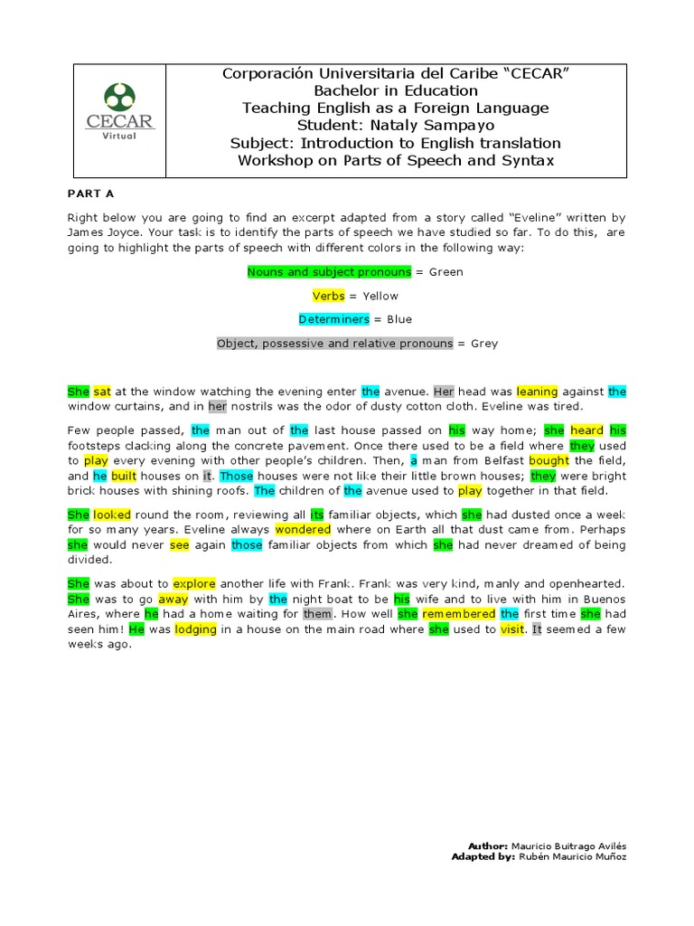 Parts of Speech and Syntax Workshop | PDF | Part Of Speech | Adverb