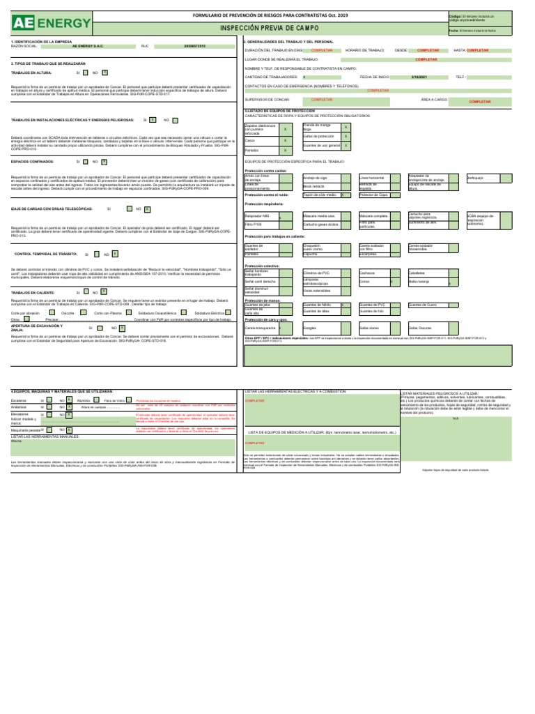 Formato PDR para Contratistas 2021 | PDF | Soldadura | Construcción