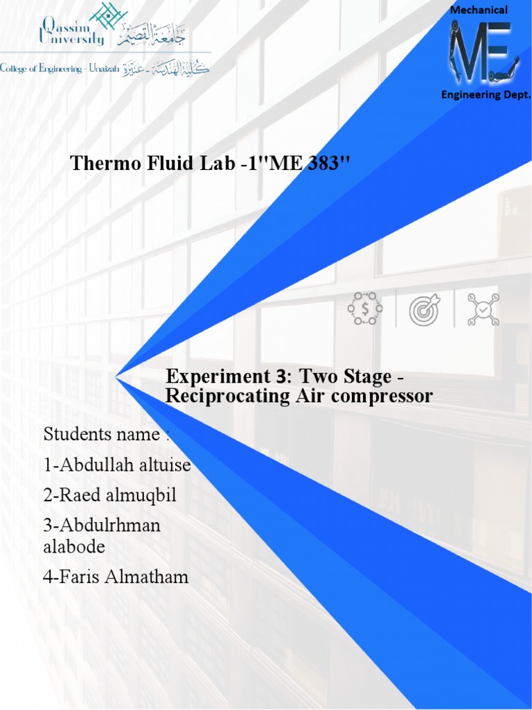 Experiment 3 Two Stage Air Reciprocating Compressor PDF Piston