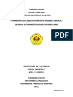 Tugas Mata Kuliah Hukum Pembiayaan - Perjanjian Jual Beli Dengan Opsi Membeli Kembali Sebagai Lembaga Pembiayaan