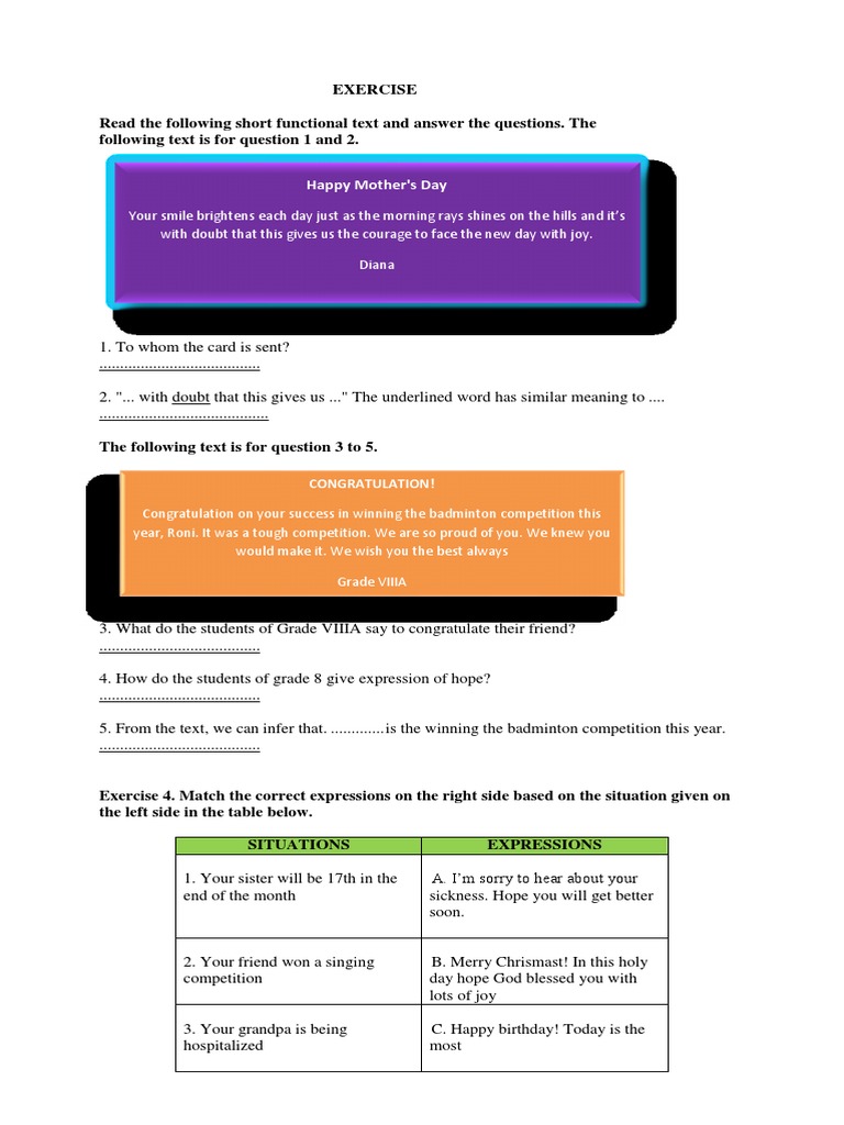 Exercise Greeting Card | PDF | Sports & Recreation | Home & Garden