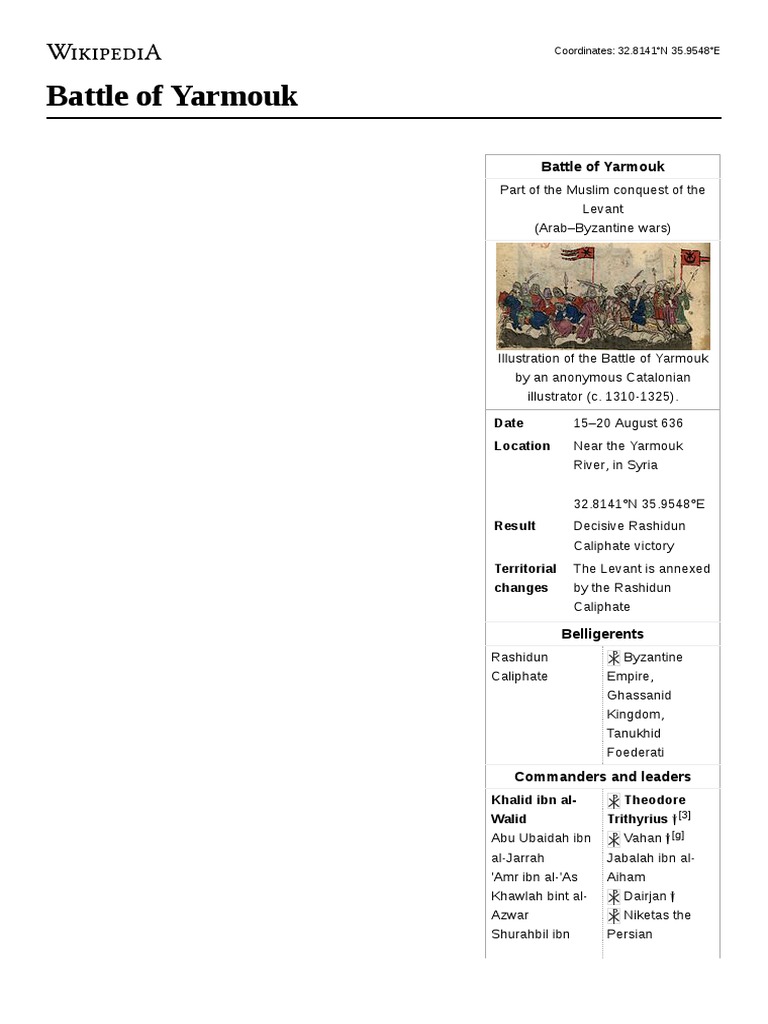 Battle of Yarmuk | PDF | Medieval International Relations | Warfare Of ...