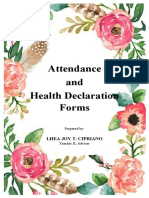 Attendance and Health Declaration Forms: Lhea Joy T. Cipriano