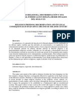 Libertad Religiosa, Discriminación Y Sus Consecuencias Jurídicas en España Desde Finales Del Siglo XX