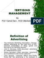 Advertising Management: by Prof. Kamal Dani, HOD (Marketing)