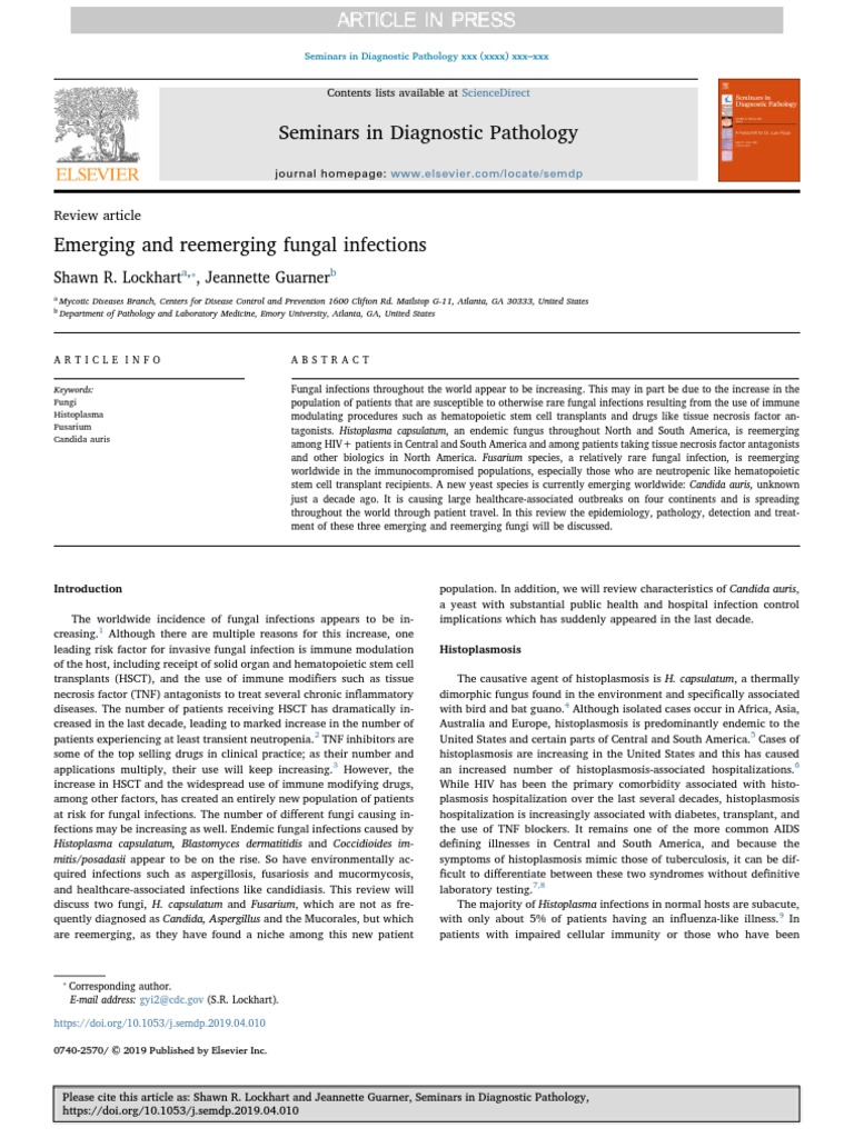 Seminars in Diagnostic Pathology Shawn R. Lockhart, Guarner
