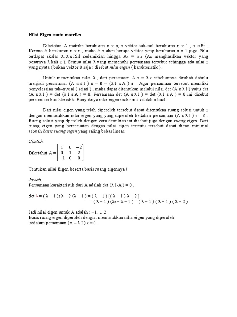Nilai Eigen Suatu Matriks | PDF | Metode & Bahan Ajar | Sains & Matematika
