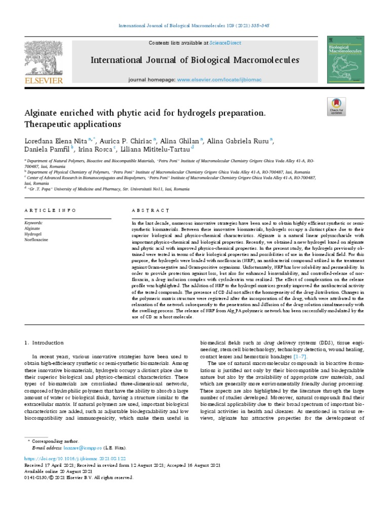 International Journal of Biological Macromolecules PDF Biomaterial Polymers