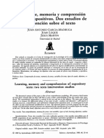 Aprendizaje, Memoria Comprensión de Textos Expositivos. Dos Estudios de Intervención Sobre El Texto