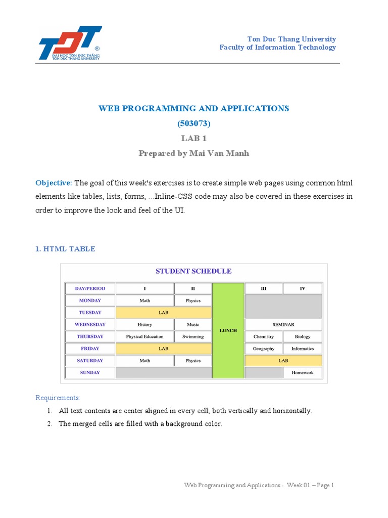 Web Programming and Applications (503073) : Lab 1 Prepared by Mai Van ...