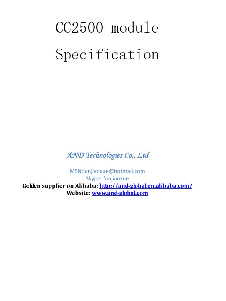 CC2500 Module Specifications and Details | PDF | Home & Garden