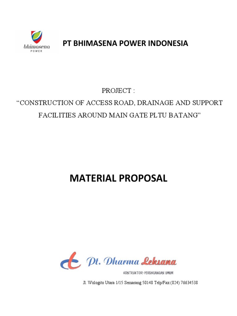 Material Proposal: PT Bhimasena Power Indonesia | PDF
