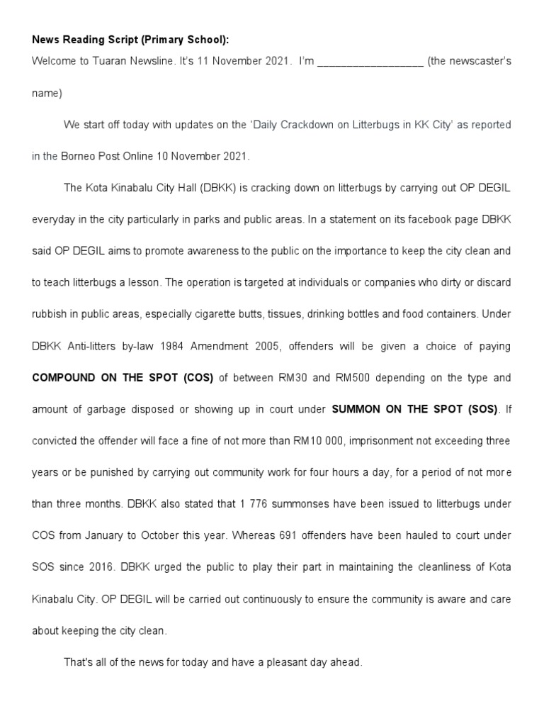 Kota Kinabalu Litterbug Crackdown News | PDF | Home & Garden | Science ...