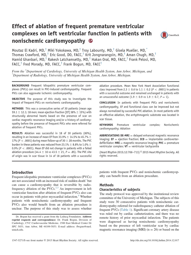 PVC Ablation in Non Ischaemic CMO PDF Electrocardiography