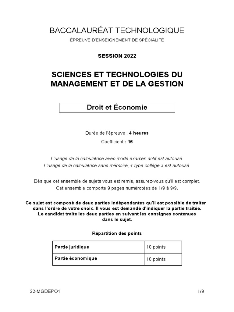 Sujet Histoire Brevet 2022 Fuite Pdf BAC STMG 2022 - Droit Et Économie Polynésie | PDF | Propriété |  Discrimination et relations raciales