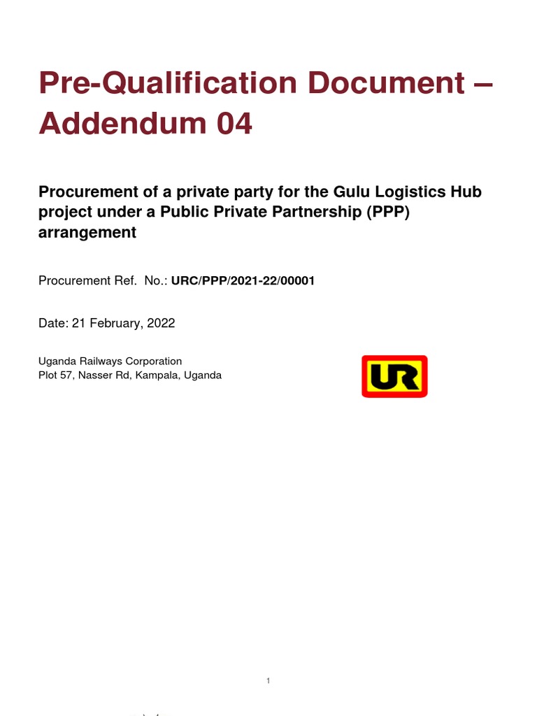 Gulu Logistics Hub PPP Pre-Qualification Addendum | PDF | Procurement ...