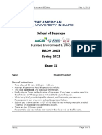 BADM 3003 Business Environment and Ethics Exam II May 4 2021