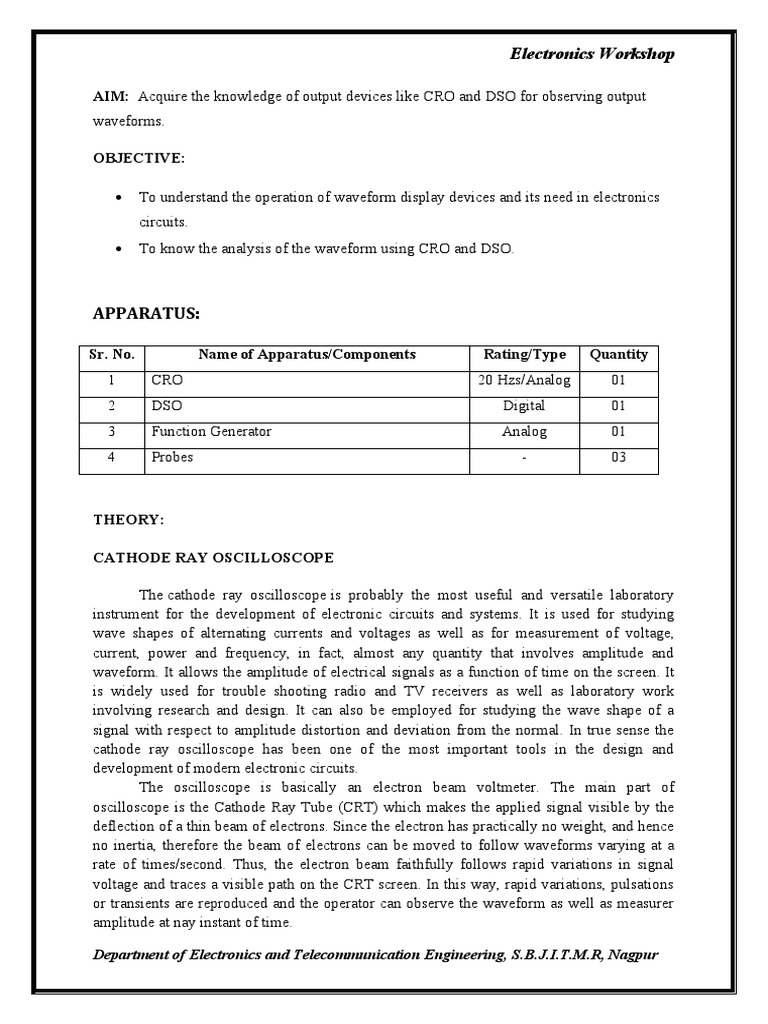 Apparatus AIM Acquire The Knowledge of Output Devices Like CRO and