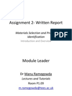 Assignment 2-Written Report: Materials Selection and Process Identification