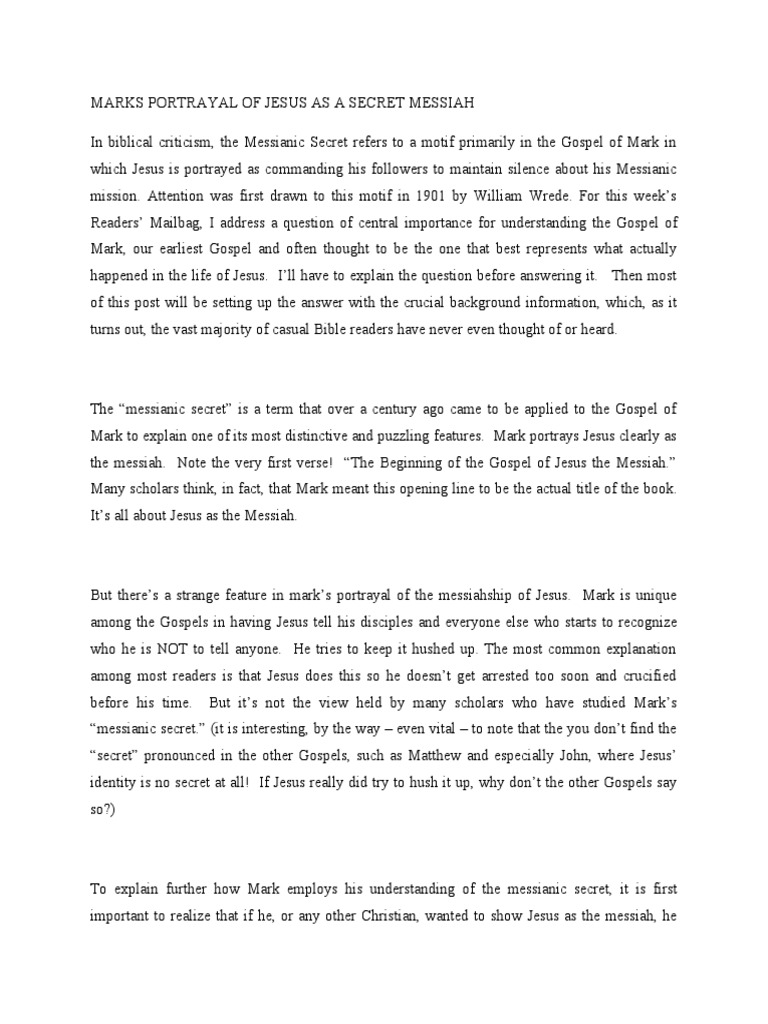 Marks Gospel | PDF | Gospel Of Mark | Jesus