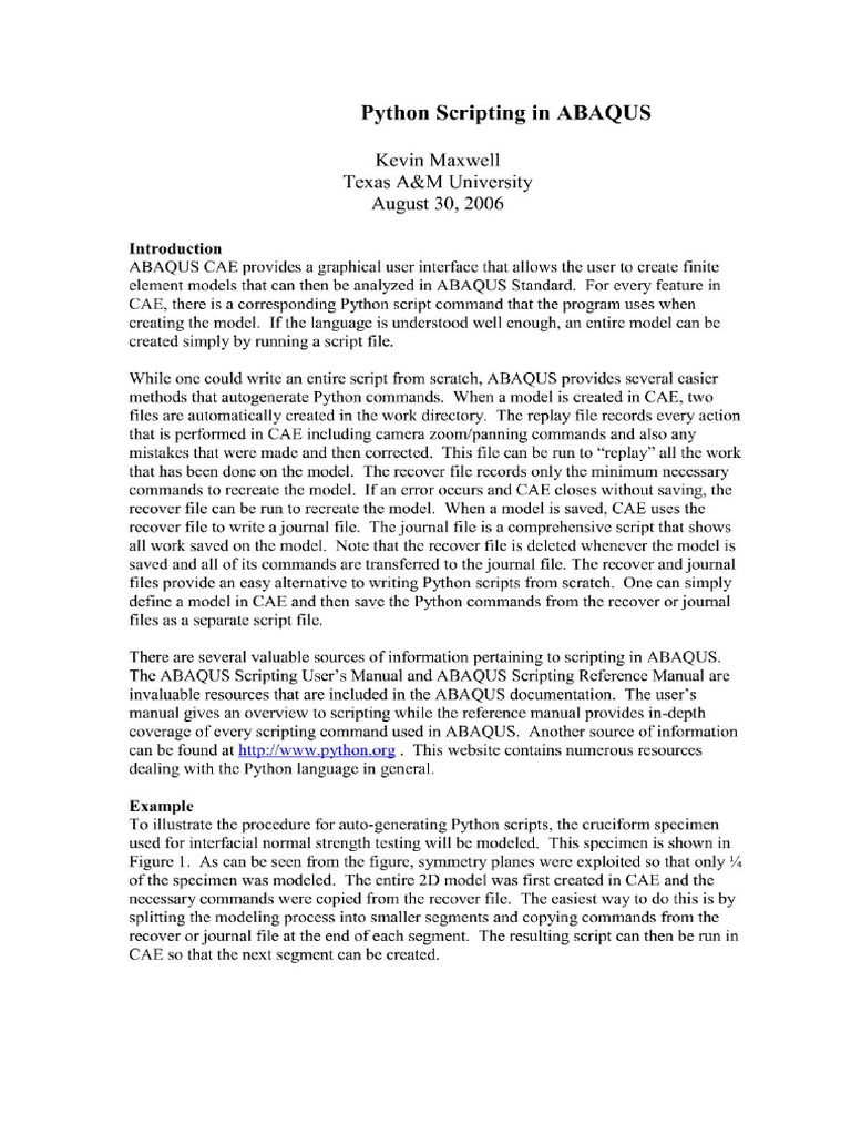 Python Scripting in ABAQUS | PDF