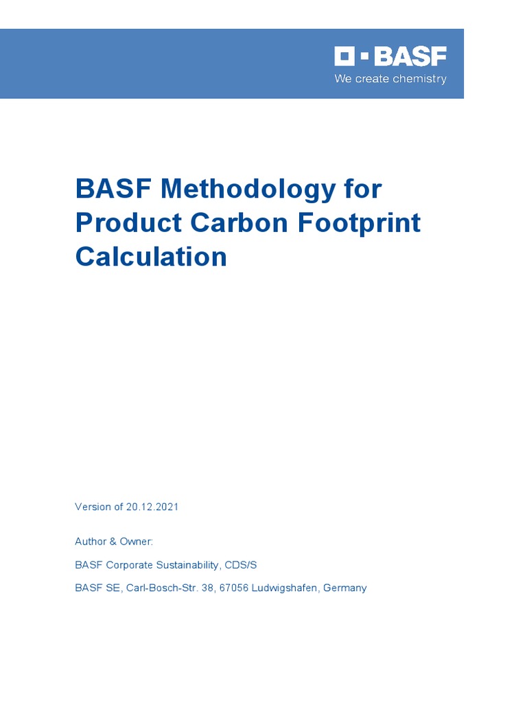BASF Product Carbon Footprint Methodology | PDF | Life Cycle Assessment ...