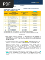 Calendario para estudio y entrega de actividades