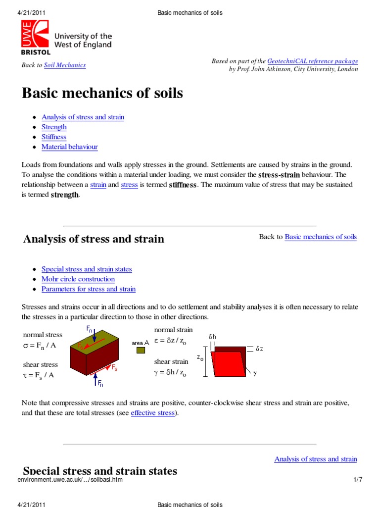 Basic Mechanics of Soils | PDF | Strength Of Materials | Stress (Mechanics)