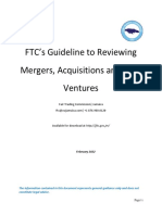 FTC's Guideline To Reviewing Mergers, Acquisitions and Joint Ventures