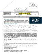 Specialized Course: Scientific Material Summary Form Remote Summer Training 1441 H